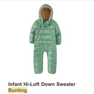 Patagonia Seafoam Green and Cream Infant Bunting